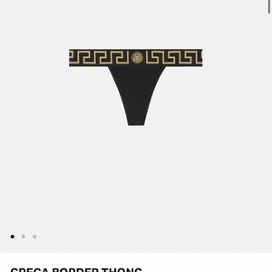 Versace 100% Authentic Black and Gold Greca Border Thong